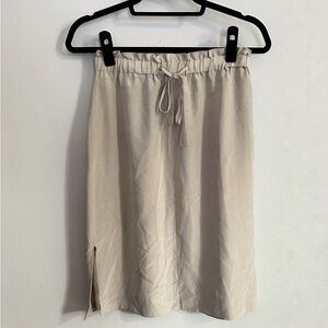 Babaton Cream Silk Skirt with Tie Front and Slit